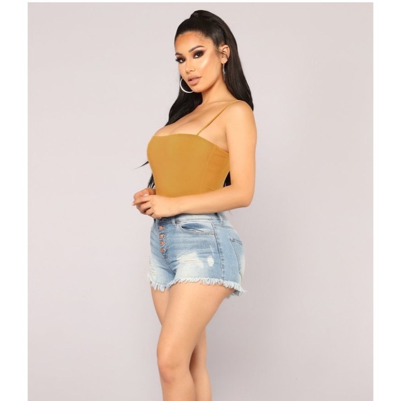 Don’t Be So Square Bodysuit- Mustard - Picture 3 of 5